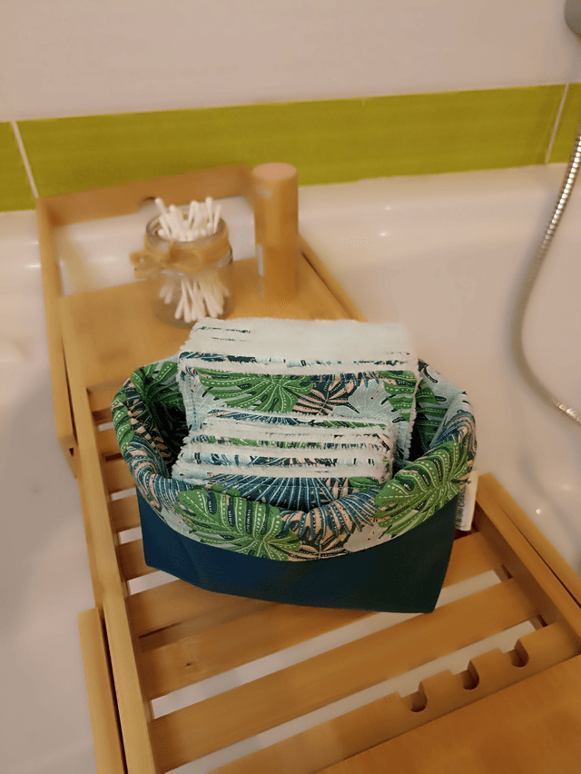 Ensemble panier avec lots de 8 lingettes et de 8 carrés visage - Amazonia