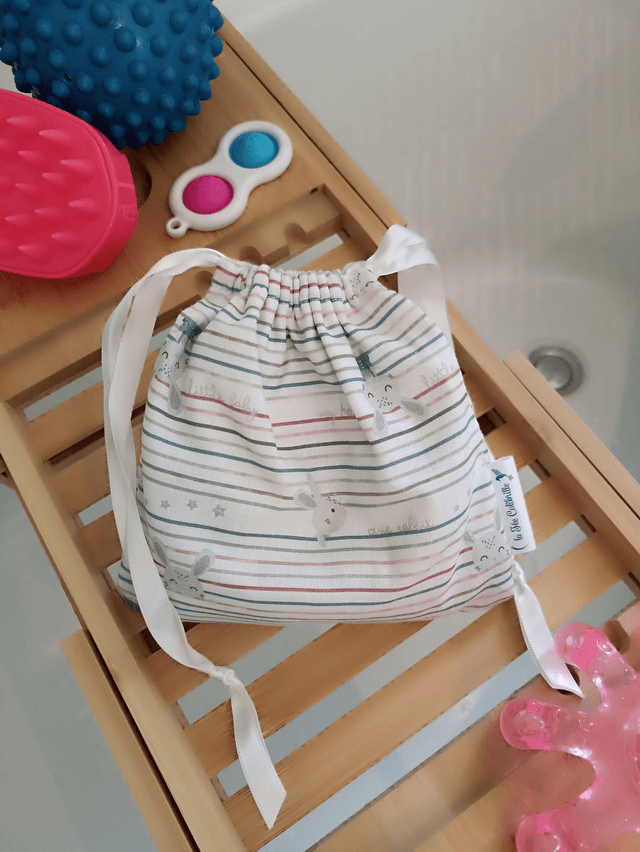 Ensemble de 8 lingettes avec pochon assorti - Lapinou