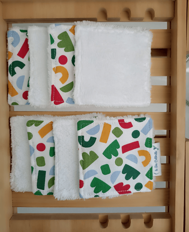 Ensemble panier avec lots de 8 lingettes et de 8 carrés visage - Art